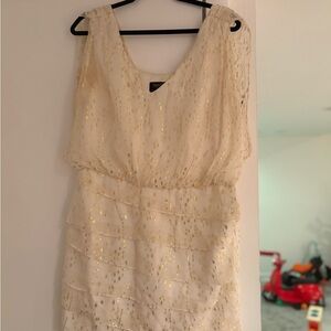 Laundry By Shelli Segal Cream and Gold Mini Dress